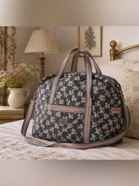 Cath Kidston Westie Dog Print Overnight Weekender Duffel Bag Blue